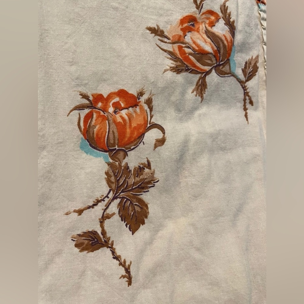 Vintage Floral Bed Sheet Coverlet Twin
